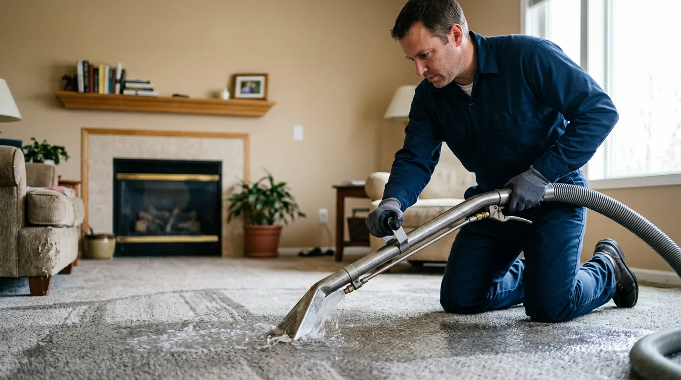 Water damage restoration technician working near Wilsonville, AL